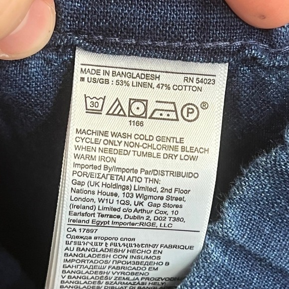 Banana Republic Womens Pants XS NWT $89.50 Dark Blue Linen Tapered Relaxed - Picture 8 of 9